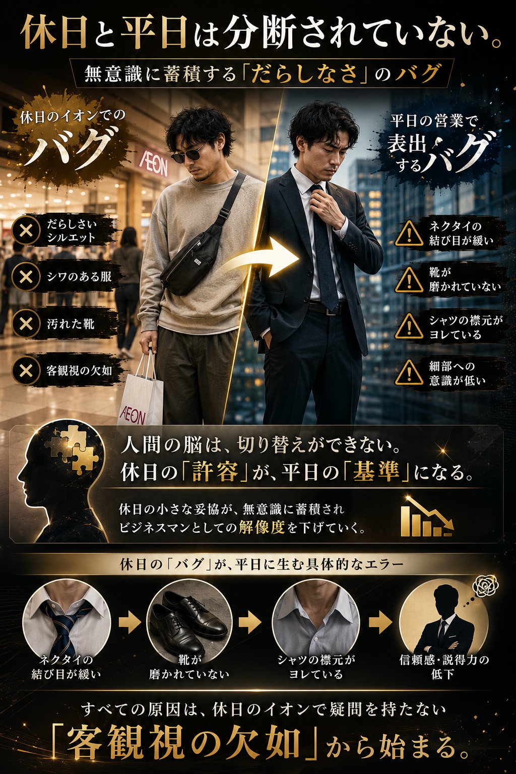 休日のイオンで見かける服装のバグが平日へ及ぼす影響