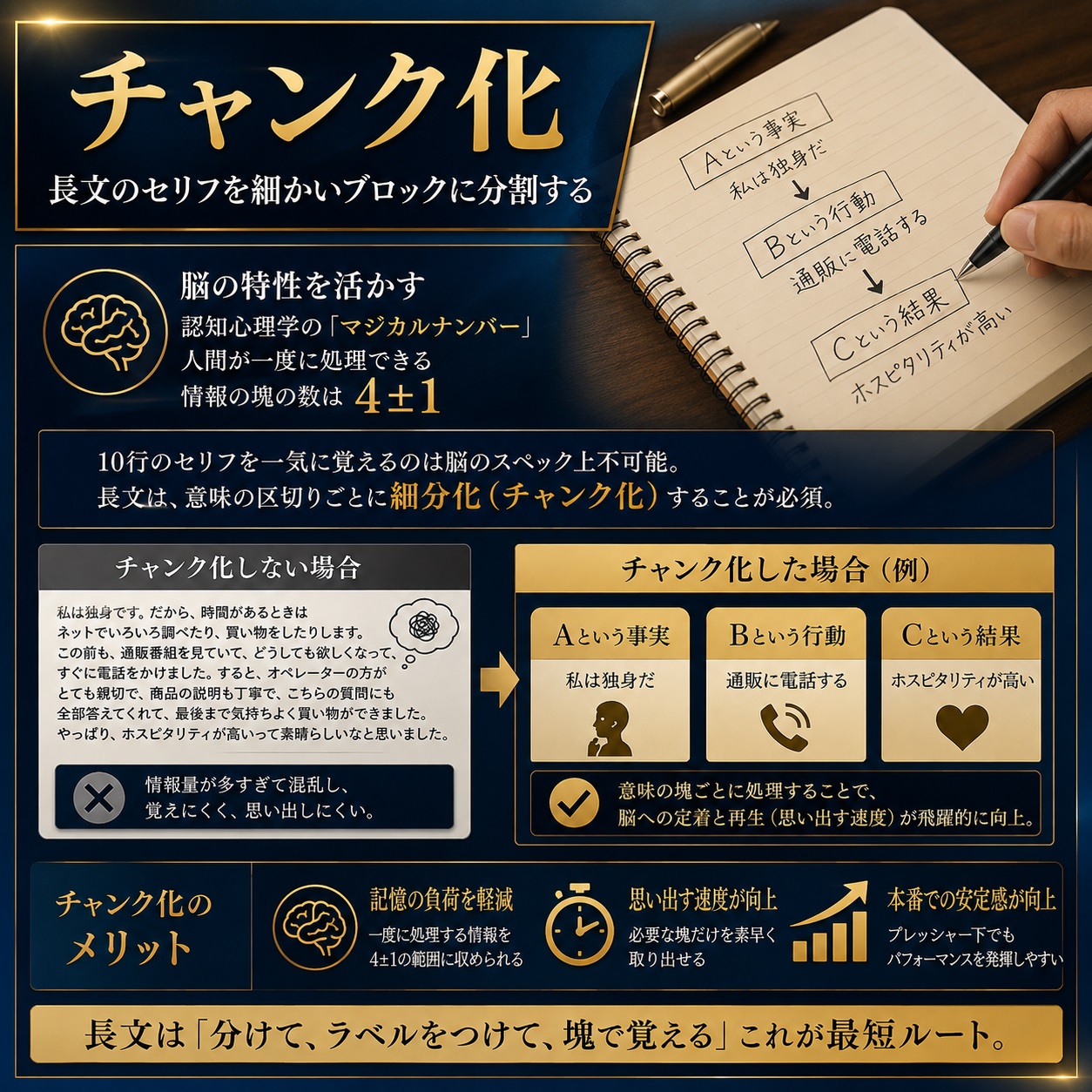 チャンク化による情報処理の最適化と認知心理学の図解