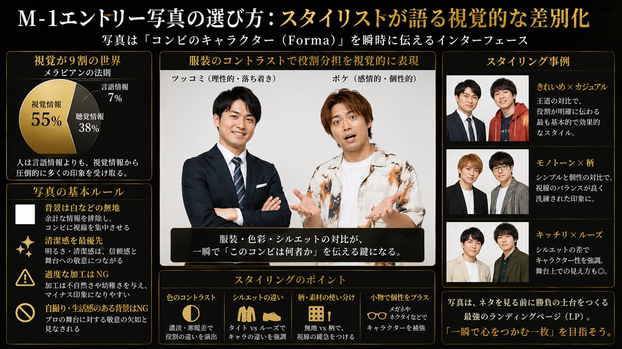スタイリストが解説する、エントリー写真における服装のコントラストと視覚戦略