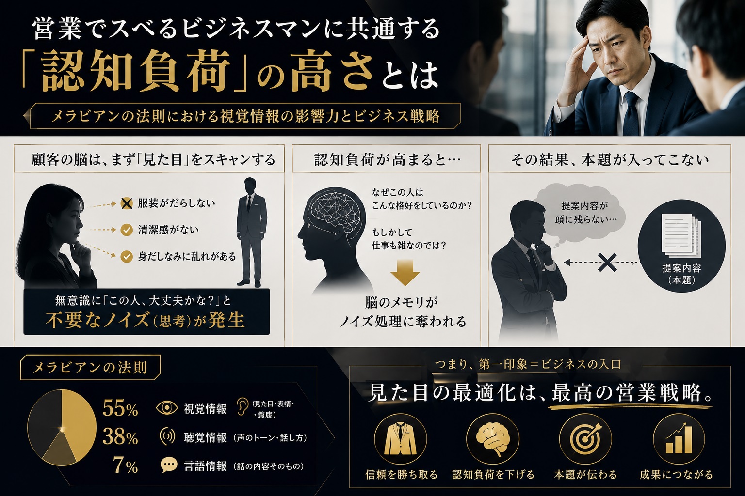 メラビアンの法則における視覚情報の影響力とビジネス戦略