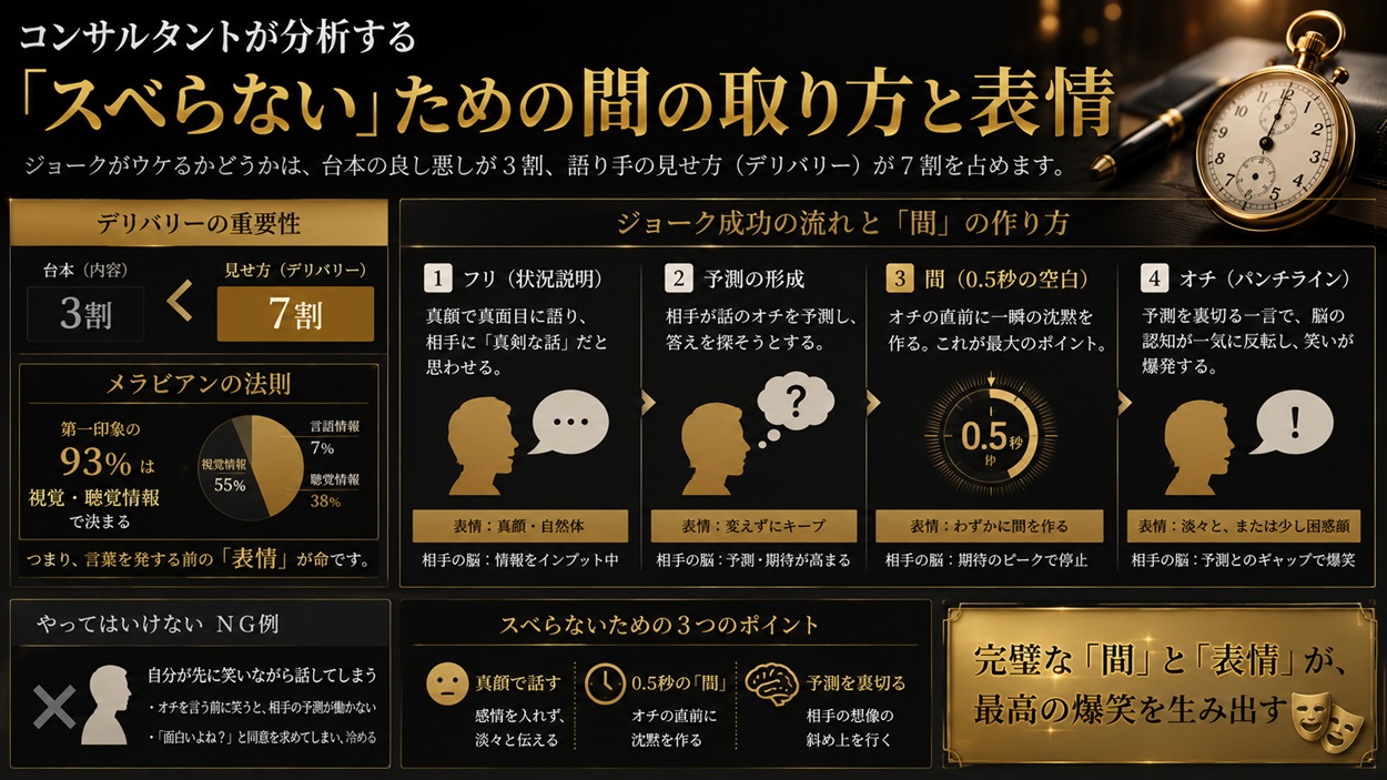 コンサルタントが分析する「スベらない」ための間の取り方と表情